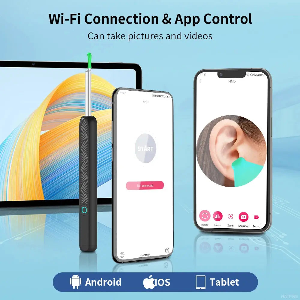 Ear Cleaner with Camera Wireless Ear Sticks Otoscope USB C Charging Endoscope Wax Removal Tool Earpick MIni Camera