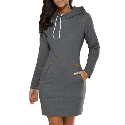 Women Winter Warm Hooded Pullover Sweatshirt Long Dress Sweatshirt Hoodies Women