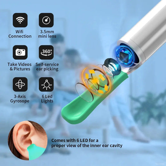 Ear Cleaner with Camera Wireless Ear Sticks Otoscope USB C Charging Endoscope Wax Removal Tool Earpick MIni Camera