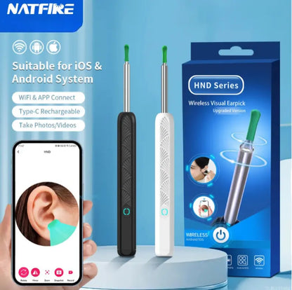 Ear Cleaner with Camera Wireless Ear Sticks Otoscope USB C Charging Endoscope Wax Removal Tool Earpick MIni Camera